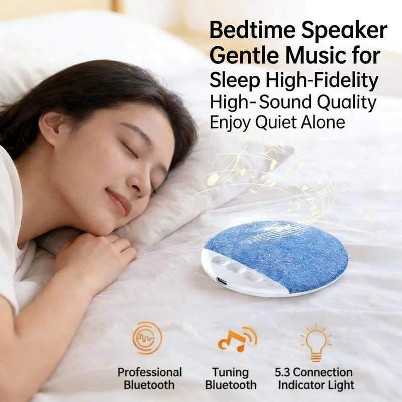 Under Pillow Speaker for Sleeping – Mini Bone Conduction Bluetooth Sleep Aid with Stereo Bass, White Noise, Volume Control, TF Card Support, and Auto-Off Function for Deep Sleep